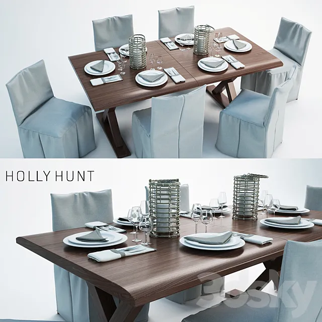 holly hunt dining set 3D Model holly hunt dining set 3D Model