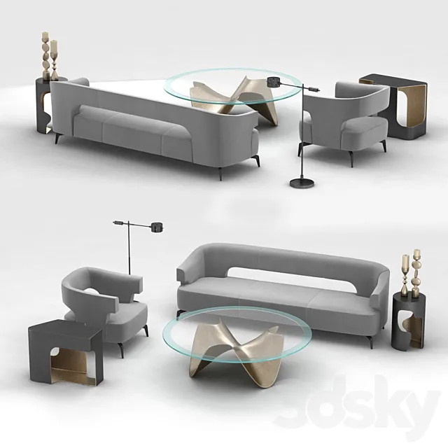Holly Hunt furniture set 3D Model Holly Hunt furniture set 3D Model