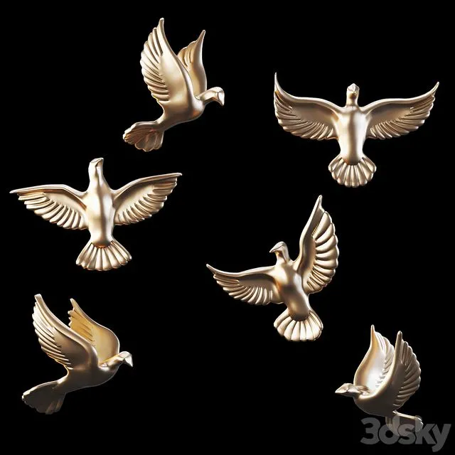 Homary 6 Pieces Set Flocking Birds 3D Model Homary 6 Pieces Set Flocking Birds 3D Model