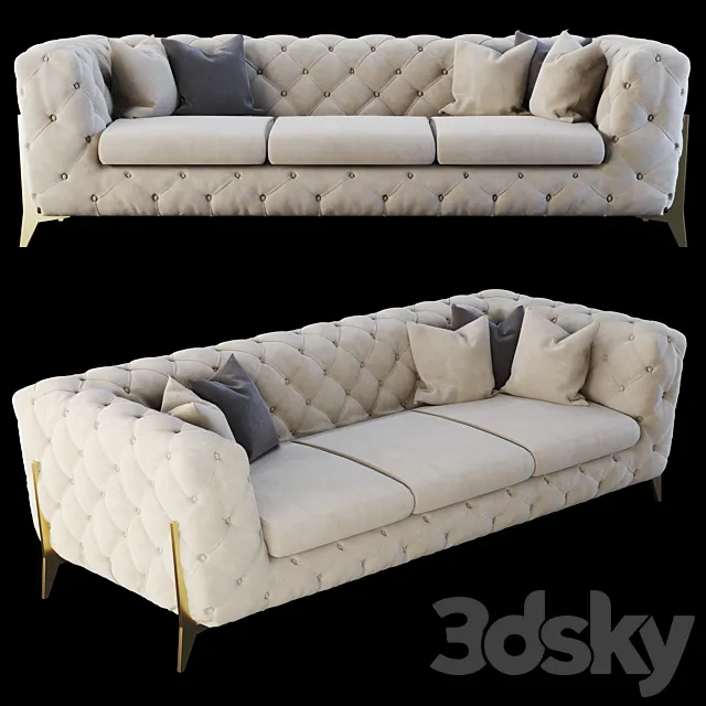 Homary 91 Beige Modern Chesterfield 3D Model Homary 91 Beige Modern Chesterfield 3D Model