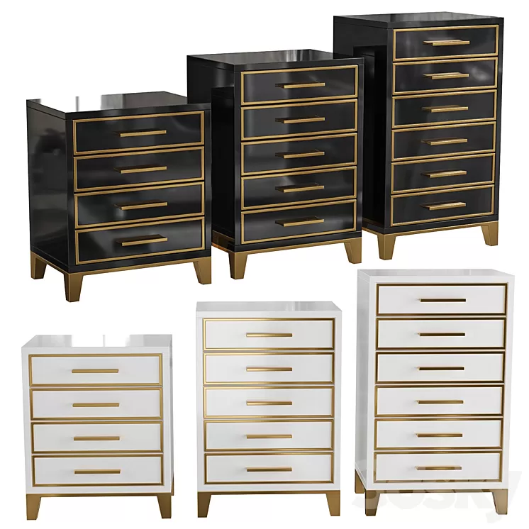 Homary-Chest of Drawers Mid-Century 5 Drawer Accent Chest 3D Model Free ...