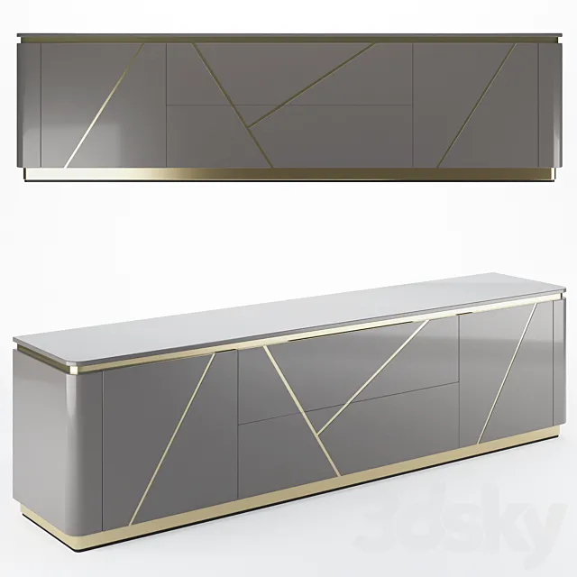 Homary Janice Gray TV Stand 3D Model Homary Janice Gray TV Stand 3D Model