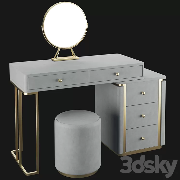 Homary Makeup Vanity Set Retracted 3D Model Free Download