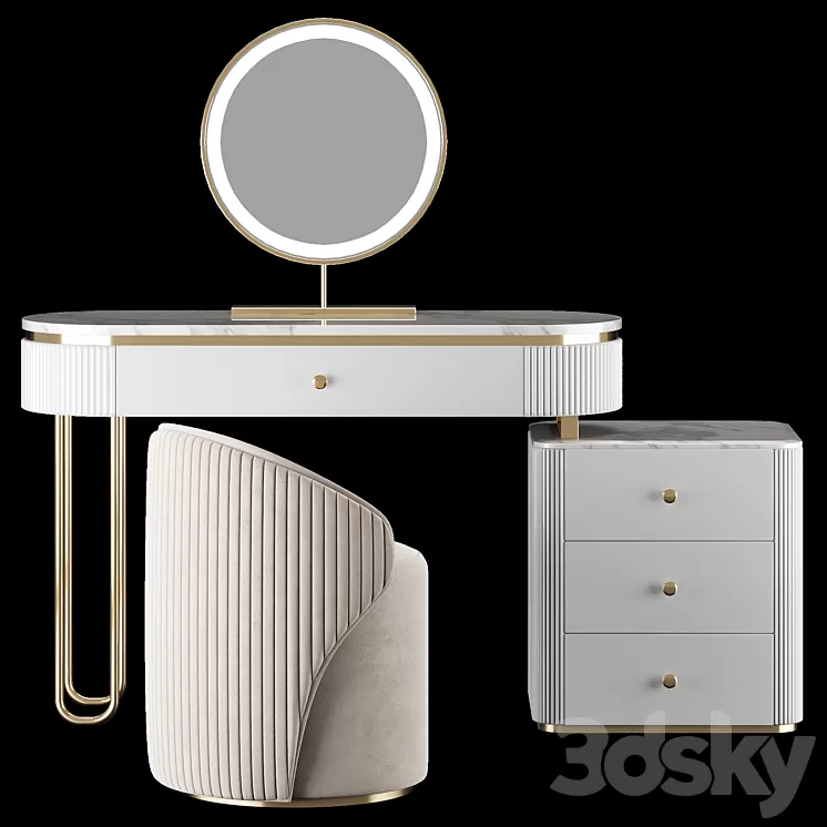 Homary Oboval Modern Makeup Vanity Table 3D Model Free Download