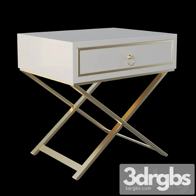 Homary White Nightstand X Shaped 3D Model Download