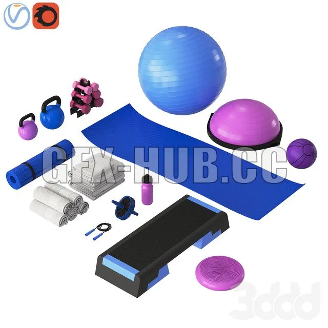 Home fitness set 3D Model