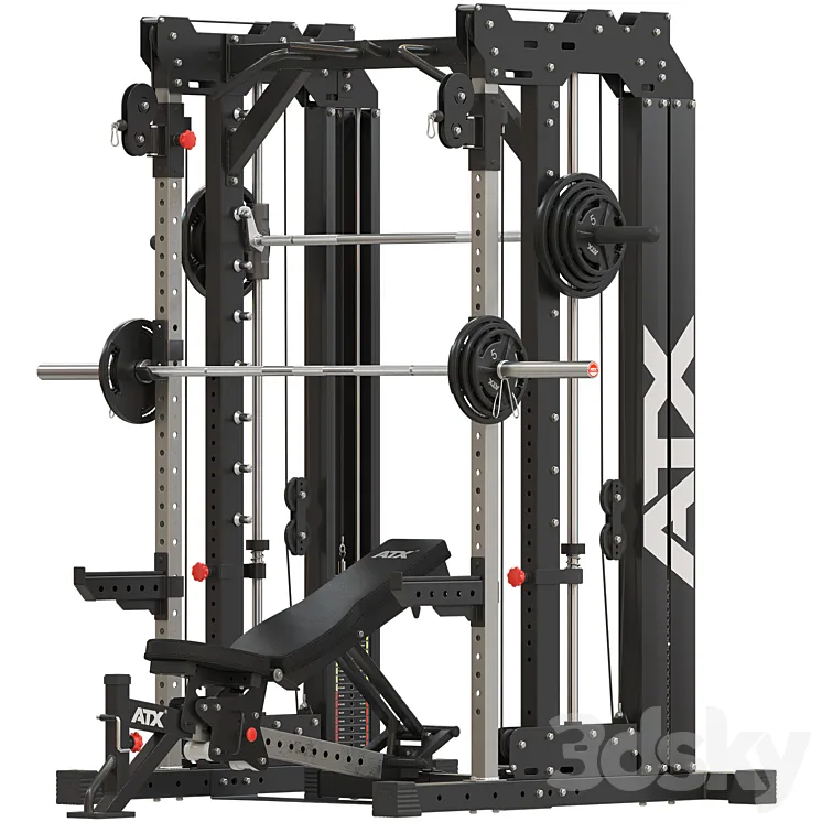 Home Gym ATX_Smith Cable Rack Weight Stack 3D Model Free Download