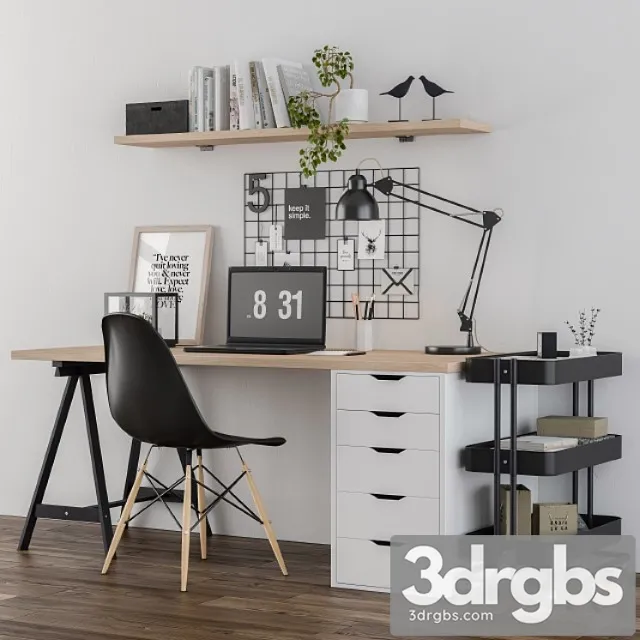 Home Office Ikea Set 3D Model Download
