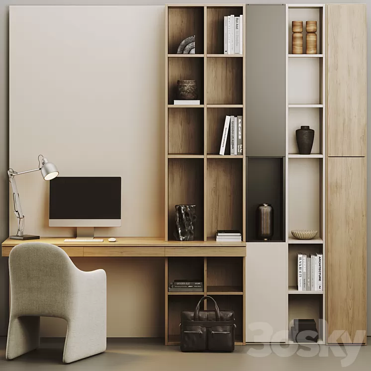 Home Office Set 3D Model Free Download
