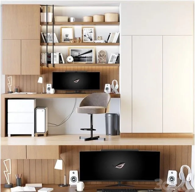 Home Office Set 3D Model