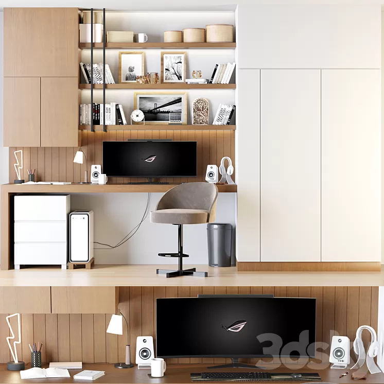 Home Office Set 3D Model Free Download