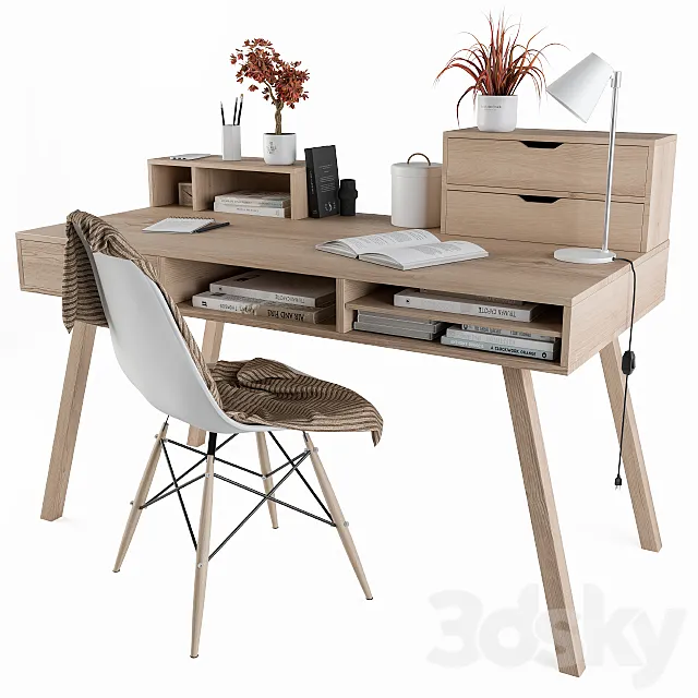 Home Office Table Wooden 3DModel