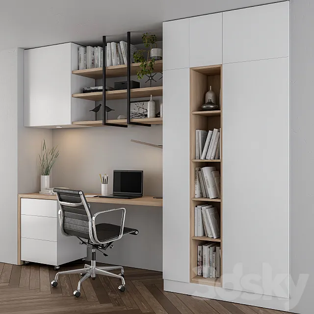 Home office white 3D Model