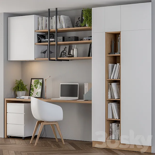Home office white wood 3DModel