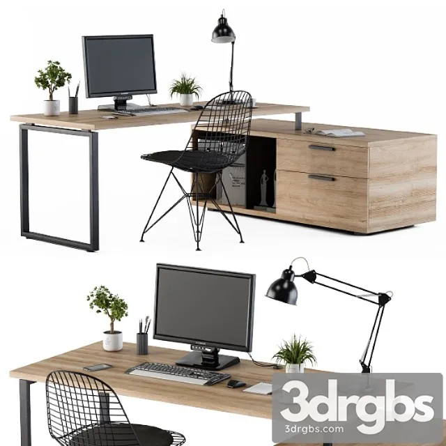 Home office wooden loft style 2 3D Model Download