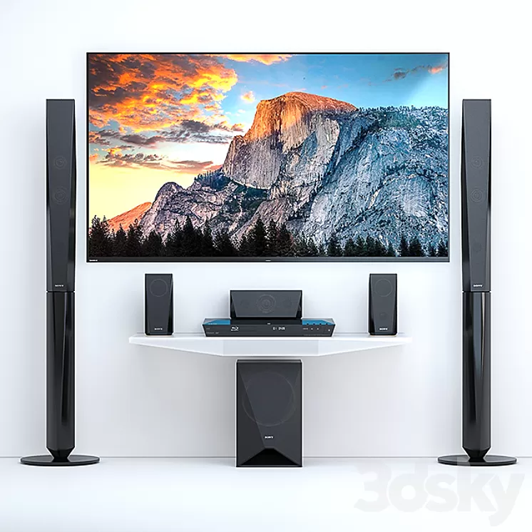 Home Theater Sony BDV-E4100 + TV Sony AF8 3D Model