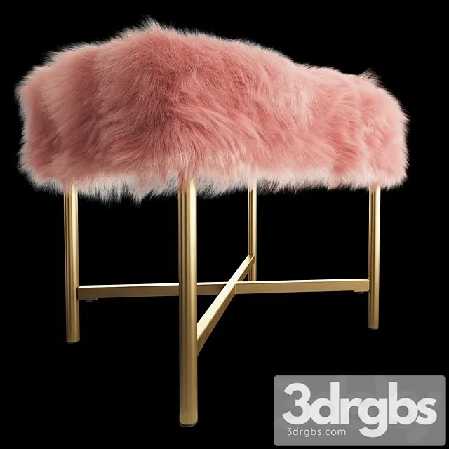 HomePop Decorative Faux Fur Square Ottoman 3D Model Download