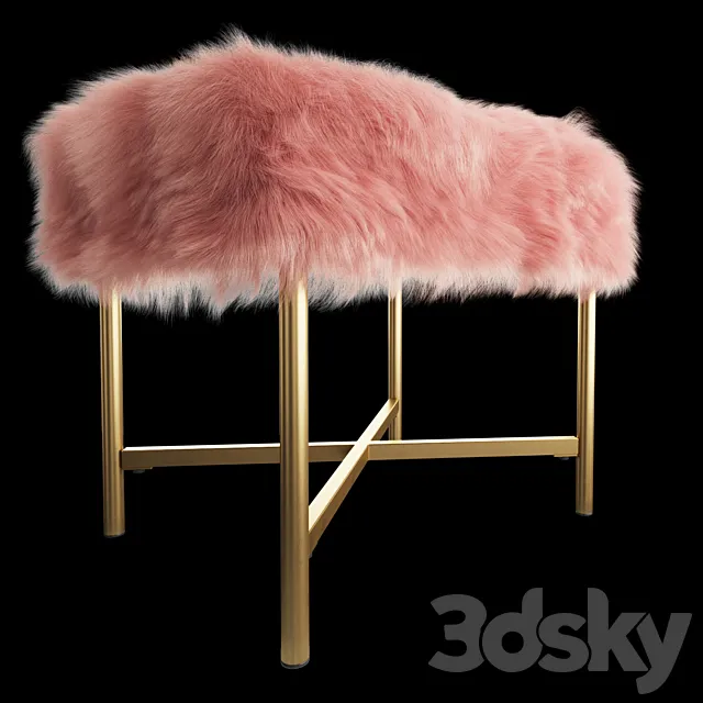 HomePop Decorative Faux Fur Square Ottoman 3D Model HomePop Decorative Faux Fur Square Ottoman 3D Model