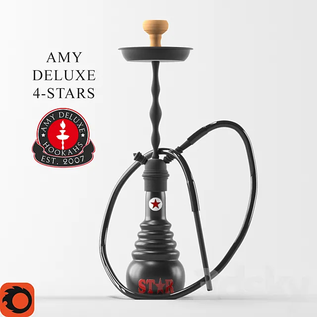 Hookah Amy Deluxe 4-star 3D Model Hookah Amy Deluxe 4-star 3D Model