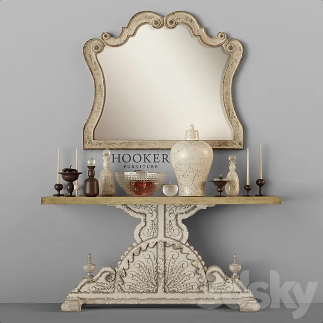 Hooker Console Table. Mirror 3DModel Hooker Console Table. Mirror 3DModel