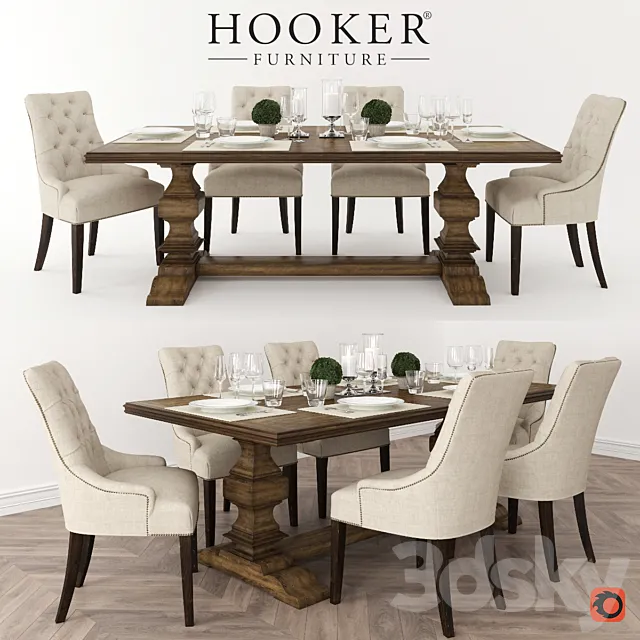 Hooker Furniture Archivist Trestle Table 3DModel