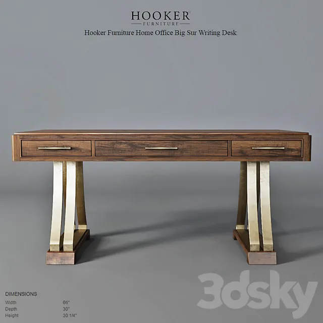 Hooker Furniture Home Office Big Sur Writing Desk2 3D Model