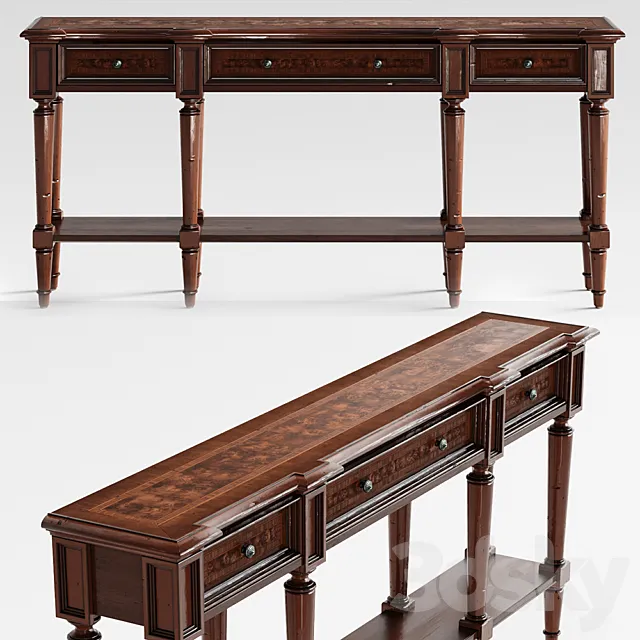 Hooker Furniture Living Room Grandover Three Drawer Console Table 3DModel