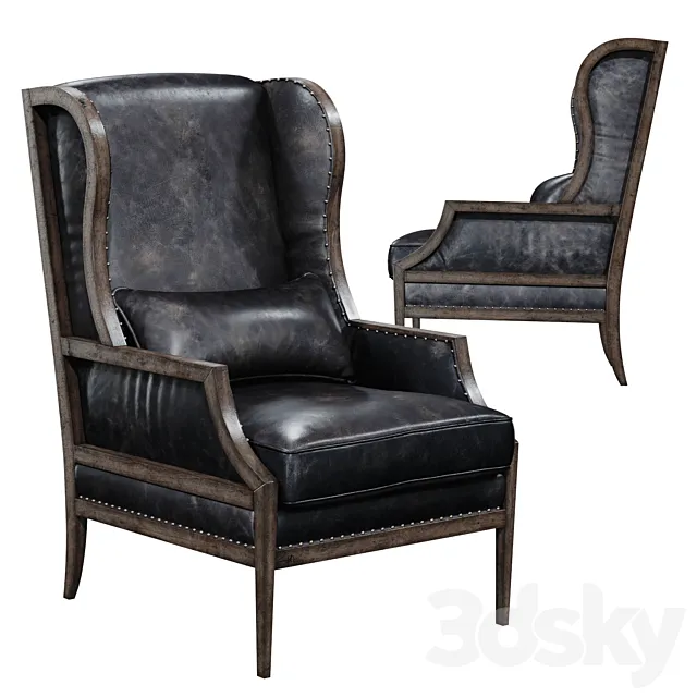 Hooker Furniture Living Room Laurel Exposed Wood Club Chair 3D Model