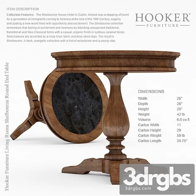 Hooker furniture shelbourne round end table 2 3D Model Download