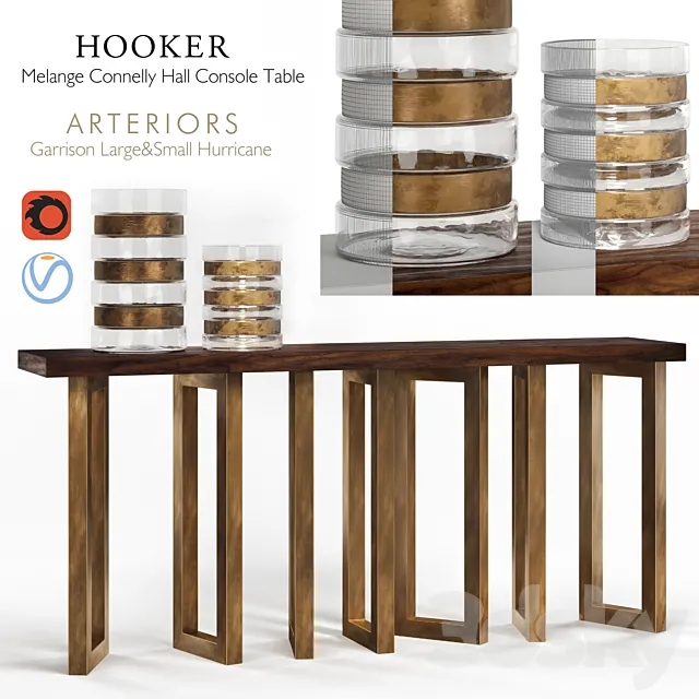 Hooker Melange Connelly Hall Console & Arteriors Garrison Hurricane 3DModel