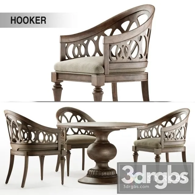 Hooker Table and Chair 3D Model Download