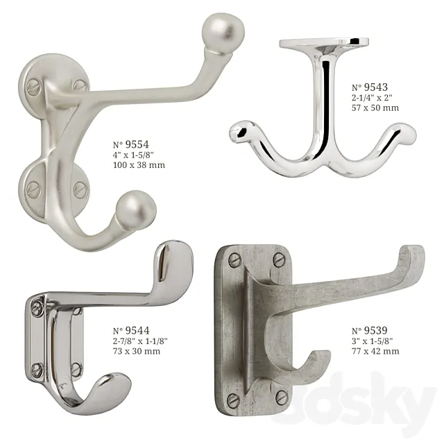 Hooks for clothes Nanz N ° 9539 43 44 54 3D Model Hooks for clothes Nanz N ° 9539 43 44 54 3D Model