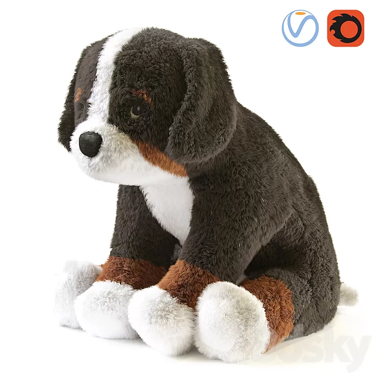 HOPPIG Bernese Shepherd White Soft Toy 3D Model