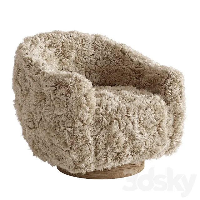 Horchow Simone Sheepskin Swivel Chair 3DModel