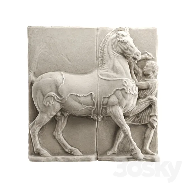 Horse and man wall classic relief 3D Model