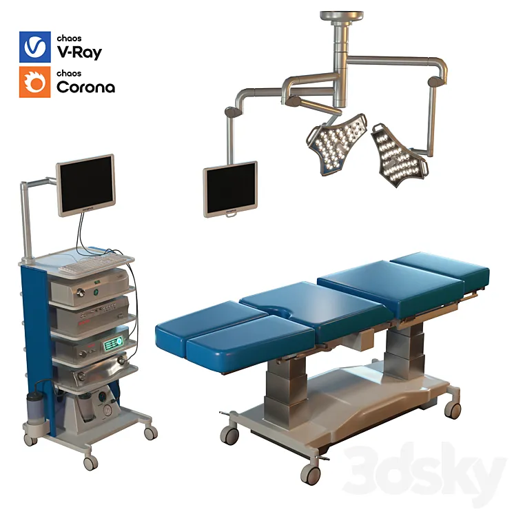 hospital equipment vol 3 (surgical room set) 3D Model Free Download
