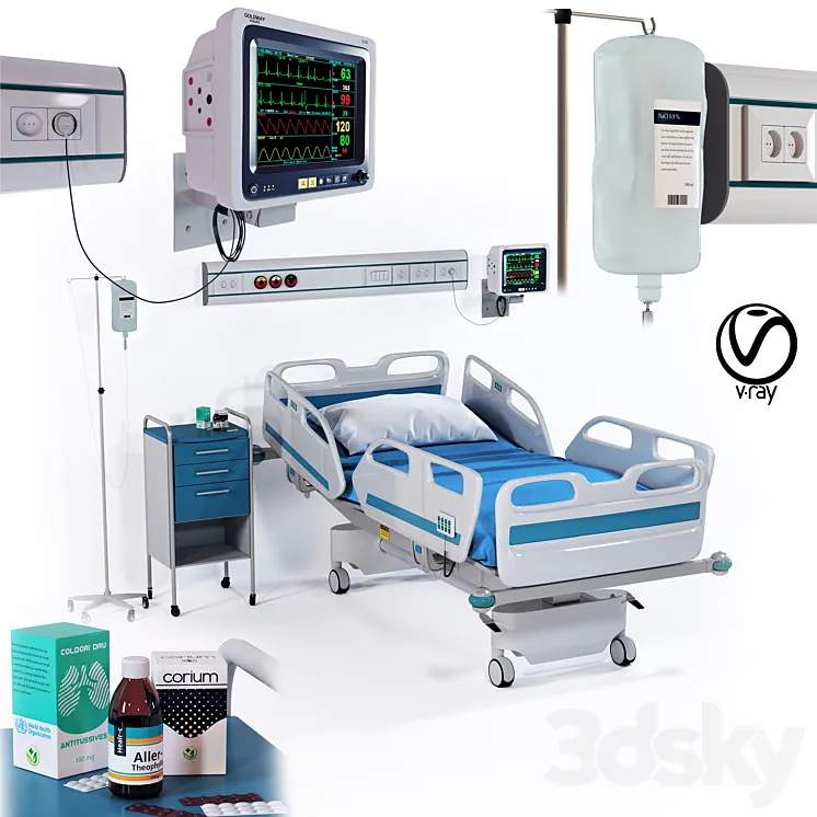 hospital patient electrical bed-vray 3D Model Free Download hospital patient electrical bed-vray 3D Model Free Download