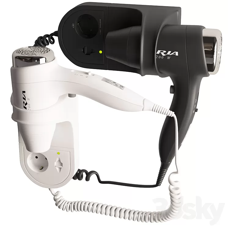 Hotel hair dryer Aria 1200w 3D Model