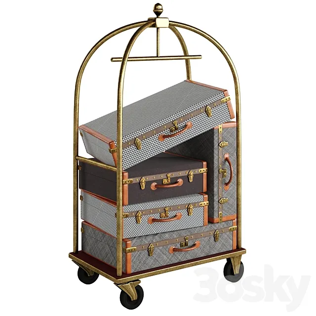 Hotel luggage cart 3D Model Hotel luggage cart 3D Model