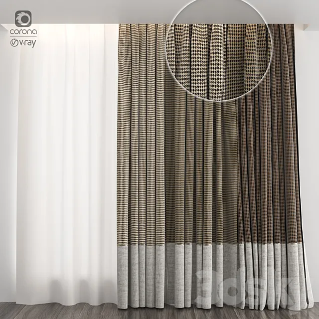 Houndstooth curtains 3D Model Houndstooth curtains 3D Model