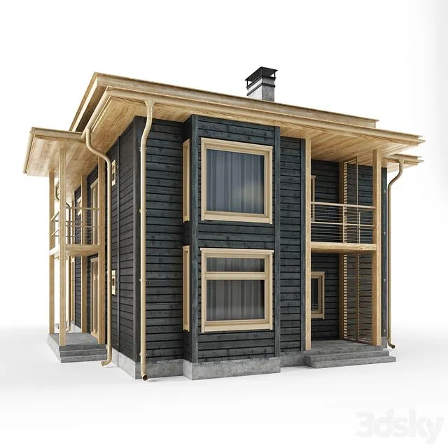 House Architecture Building bar wooden 3D Model