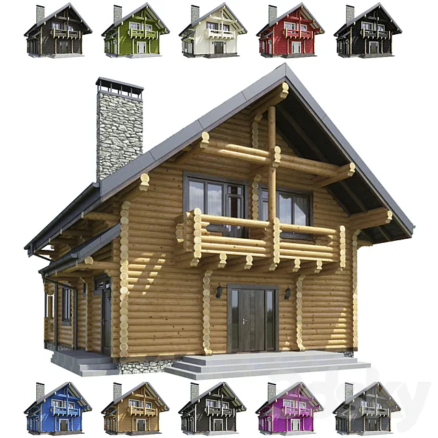 House made of timber H-2 3D Model