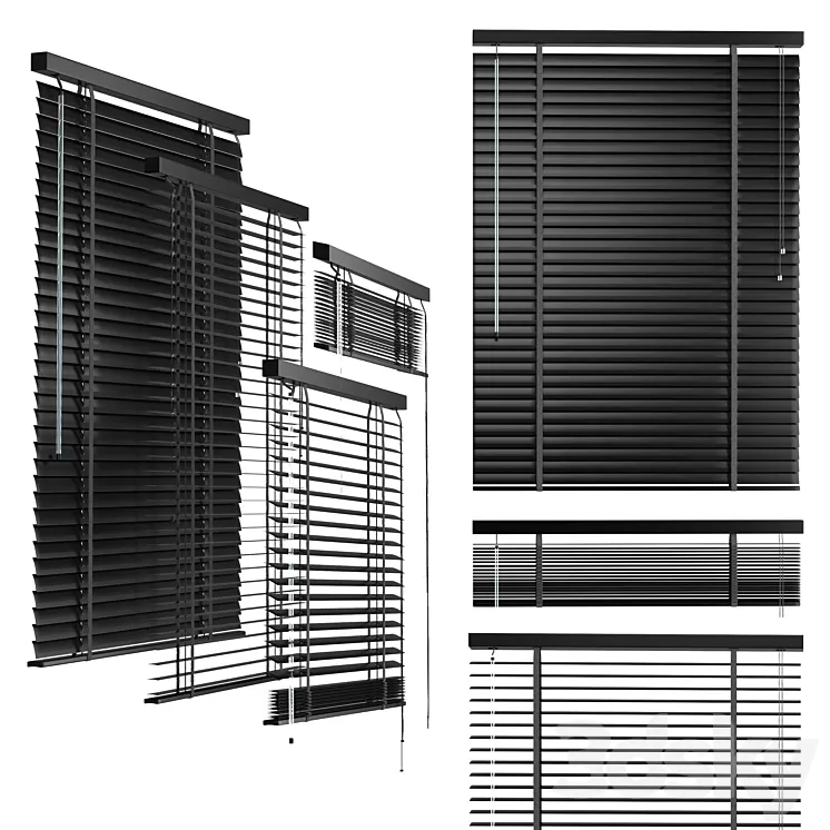 Houten jaloezieën blind 3D Model Houten jaloezieën blind 3D Model
