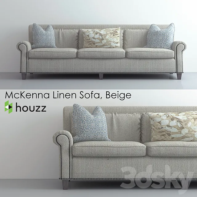 Houzz McKenna Linen Sofa 3D Model Houzz McKenna Linen Sofa 3D Model