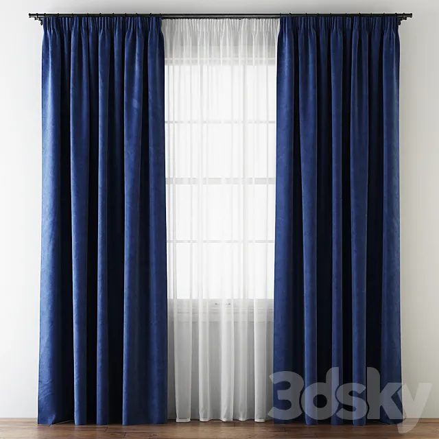 Hovering Velvet Tape Curtains with Tulle 3DModel Hovering Velvet Tape Curtains with Tulle 3DModel
