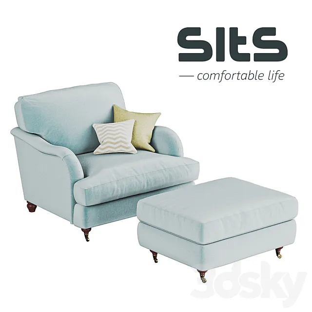 Howard armchair and footstool 3DModel