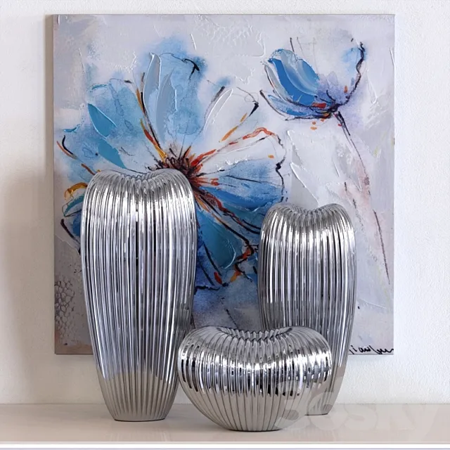 Howard Elliott Ribbed Ceramic Vase 3D Model