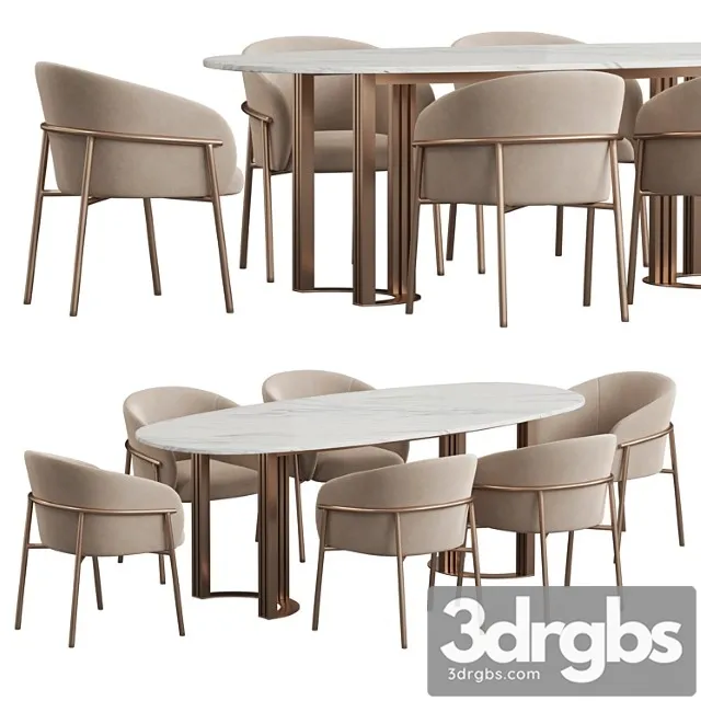 Hudkoff Lord Table Rimo Chair Dining Set 3D Model Download