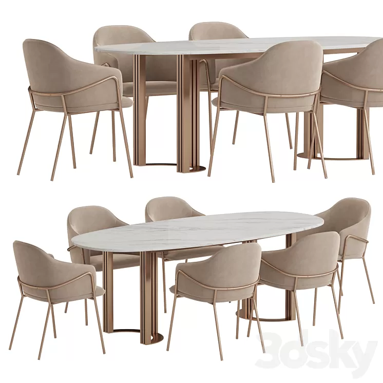 Hudkoff Lord table Stanley chair dining set 3D Model Free Download