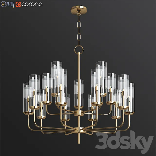 Hudson Valley Wentworth 31 inch Wide Aged Brass Chandelier 3D Model